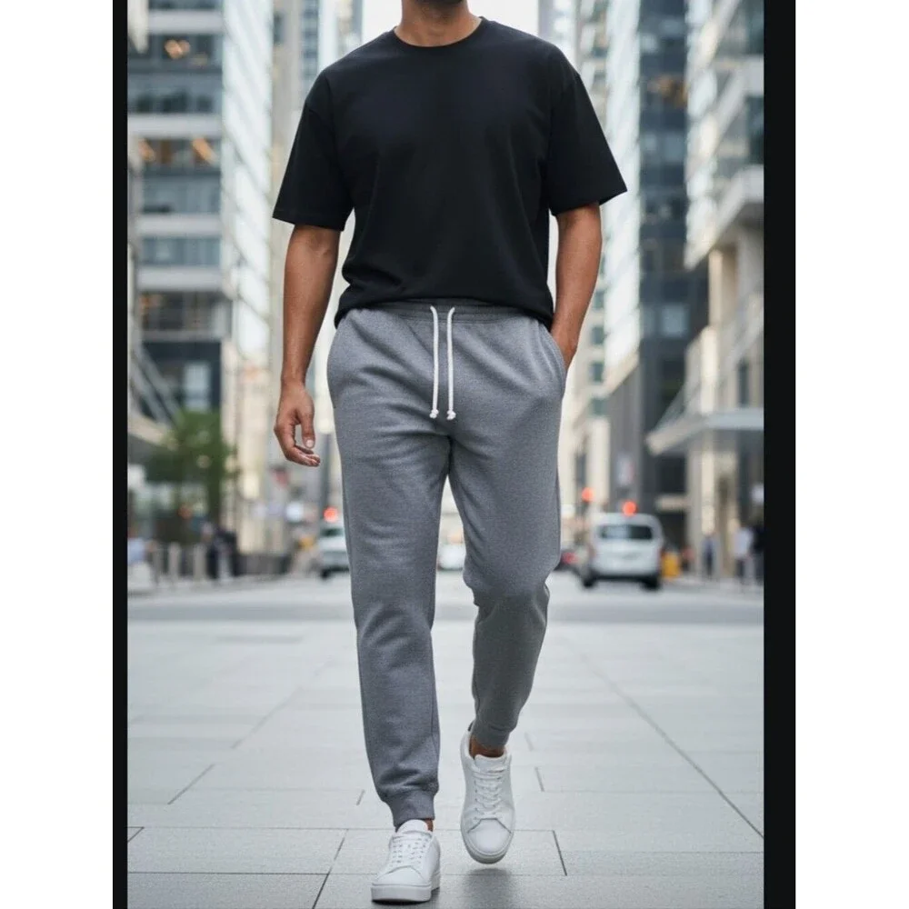 The North Face - Gray Men's Fleece Jogger Pants Drawstrings Pockets - Medium